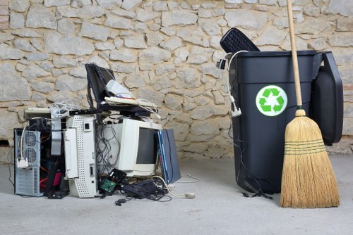 Compassionate staff organizing estate items