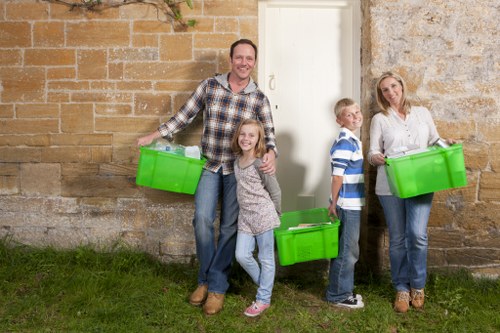 Family receiving support during house clearance