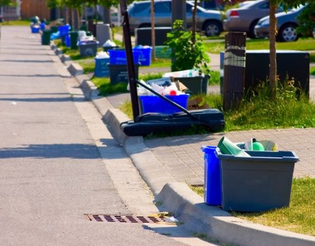 Recycling bins and general household rubbish