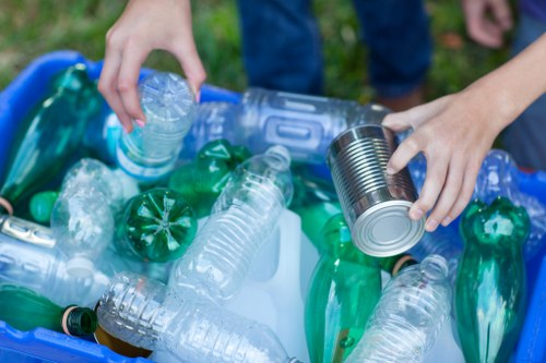 Family selecting items to keep from cleared house